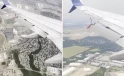 Yolcu uçağının kanadındaki flap havada kısmen koptu